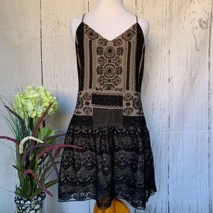 Free People Embroidered Floral Lace Mini Dress S